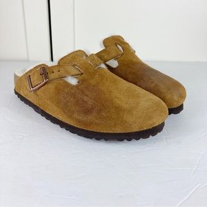 Birkenstock Boston Shearling Suede Leather Clogs